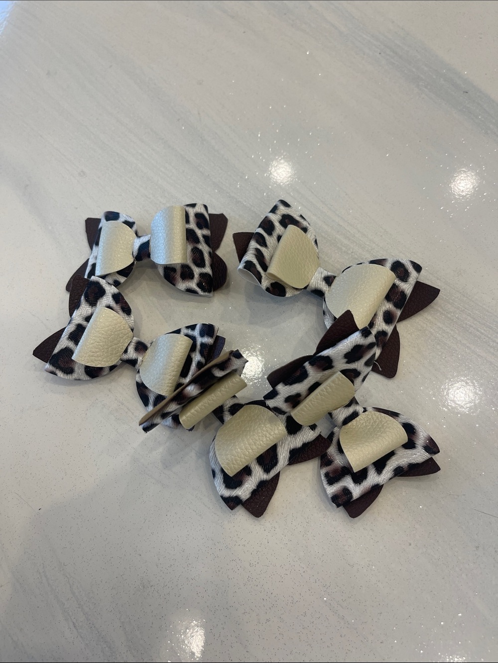Lot of 5 Brown/Cream Straw Topper Bows